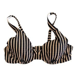S-11 Women's Striped Ribbed Demi Underwire Bikini Top - Shade & Shore‎ Multi 34D